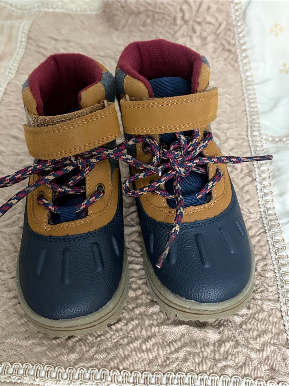 Carter's Navy, Tan & Burgundy Toddler Outdoor Boots - Picture 3 of 5